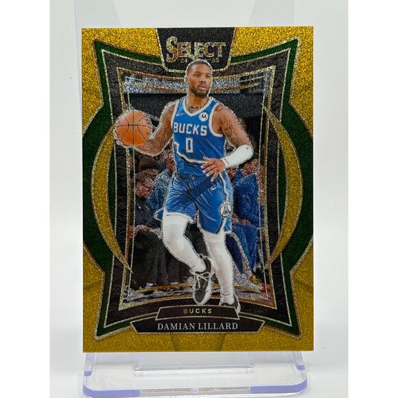 2024-25 Panini Select Damian Lillard Gold Glitter Prizm SSP Case Hit Bucks - Picture 1 of 2
